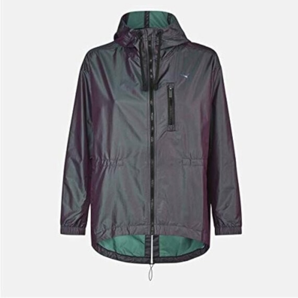 Puma Black and Green Windbreaker with High Collar